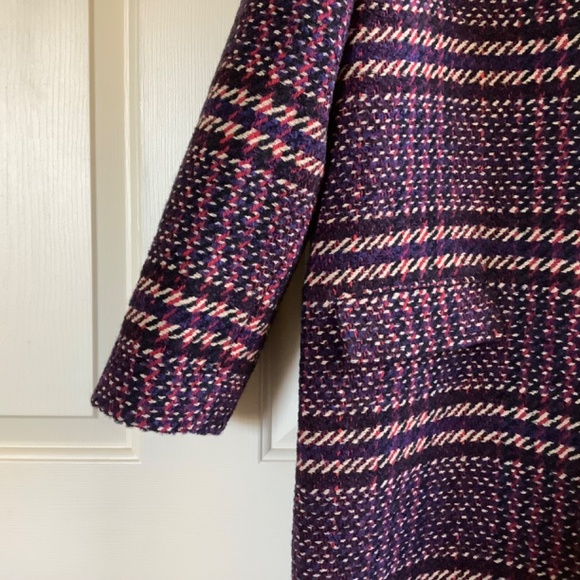 Rag & Bone Estelle Cocoon Wool Blend Plaid Coat Purple SZ Large - Picture 9 of 16